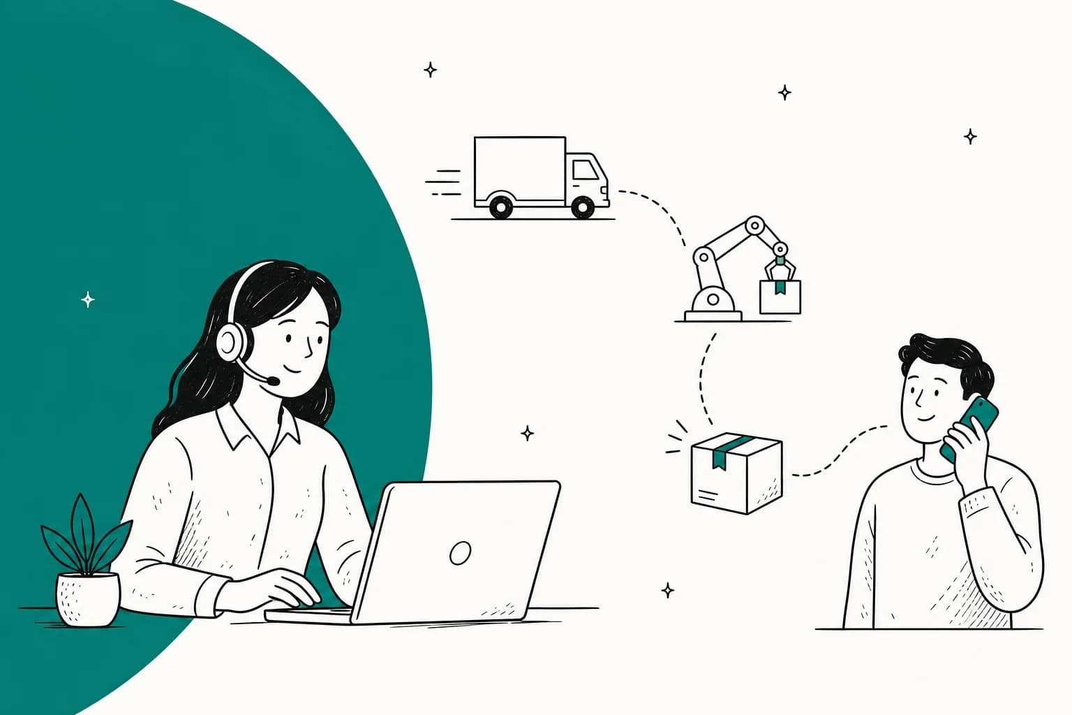Illustrated hero banner for a guide on automating logistics customer support