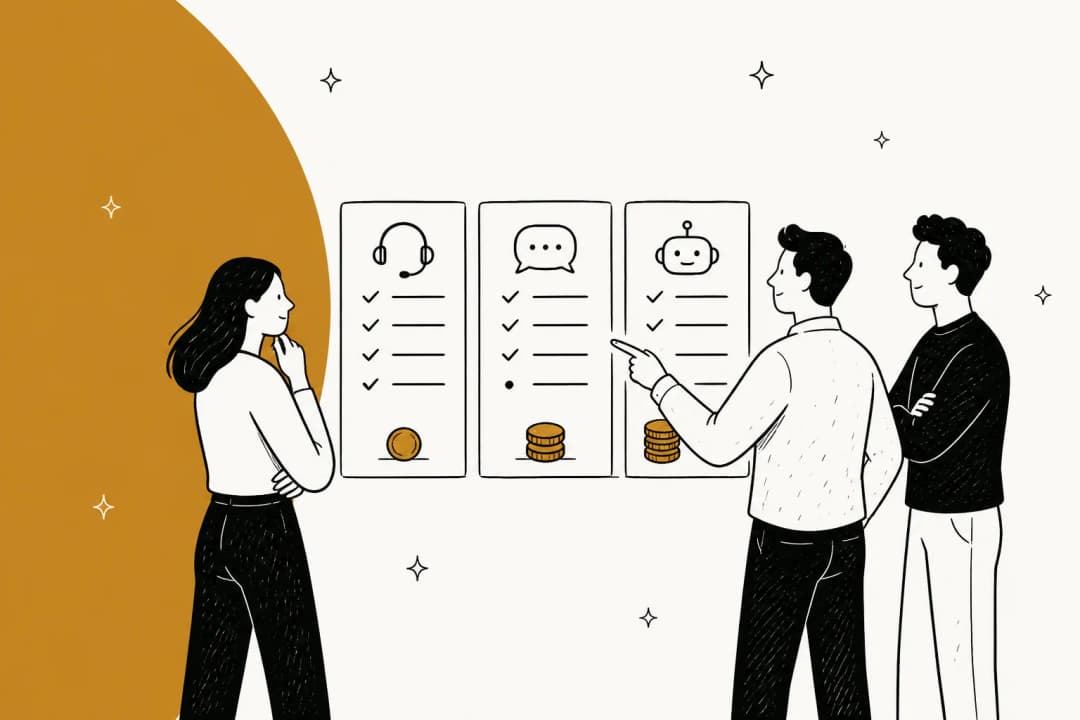 Illustration comparing help desk solutions and the different meters they use to bill AI support