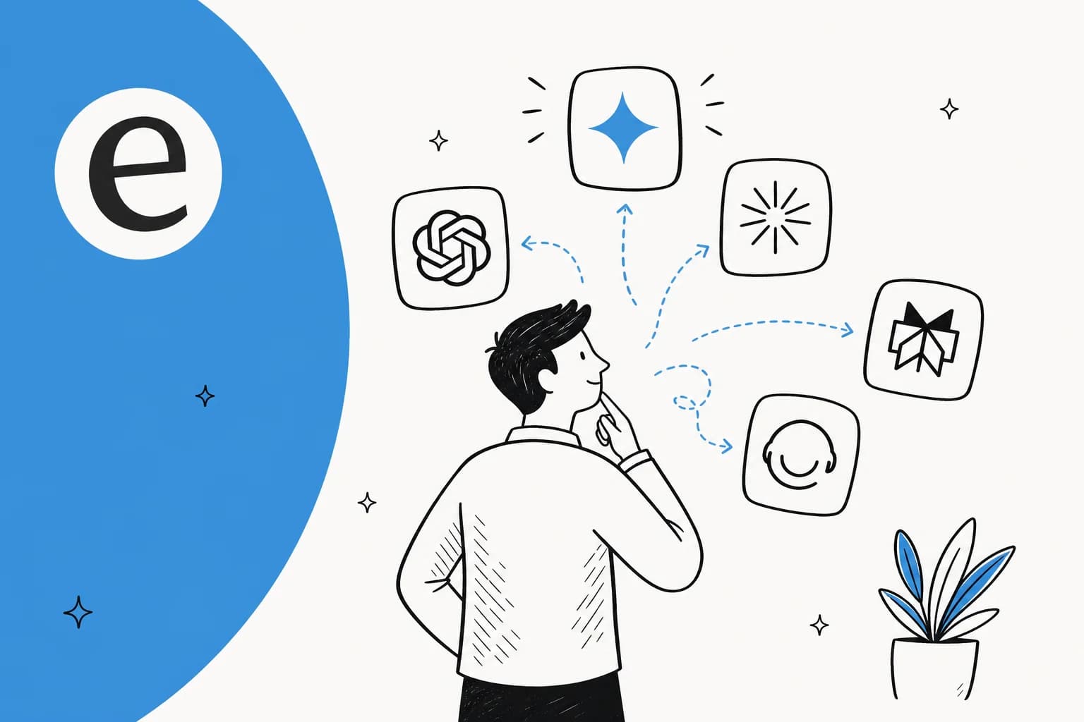 Illustration of choosing between AI assistant alternatives to Google Gemini