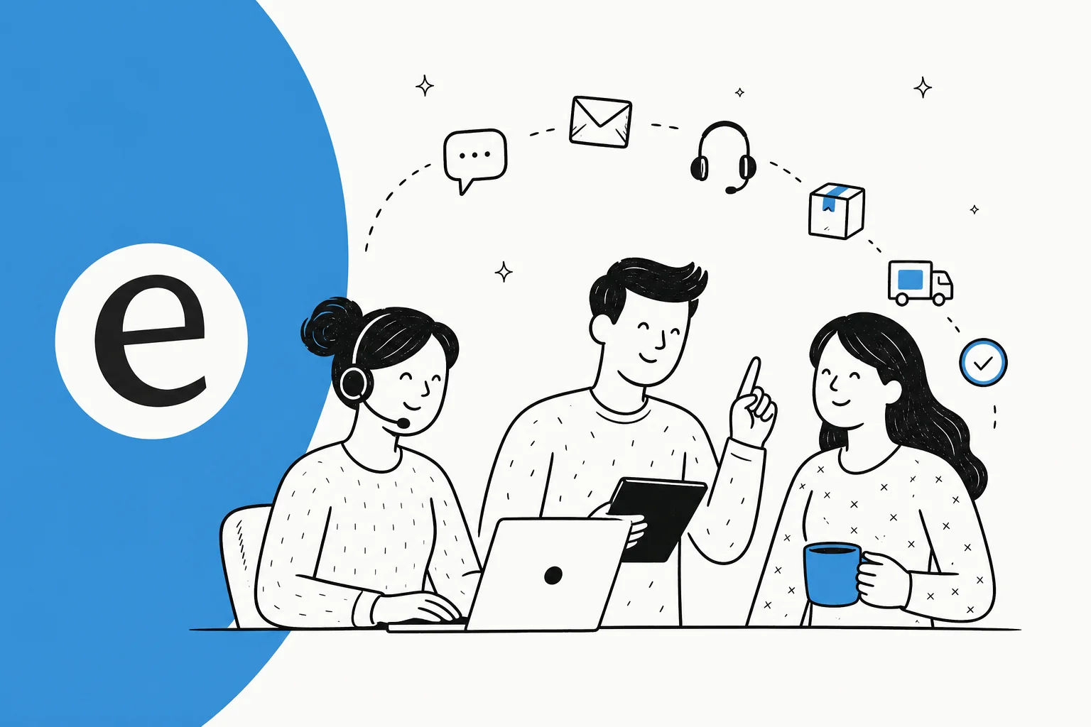 AI customer service for logistics - automated ticket handling illustration