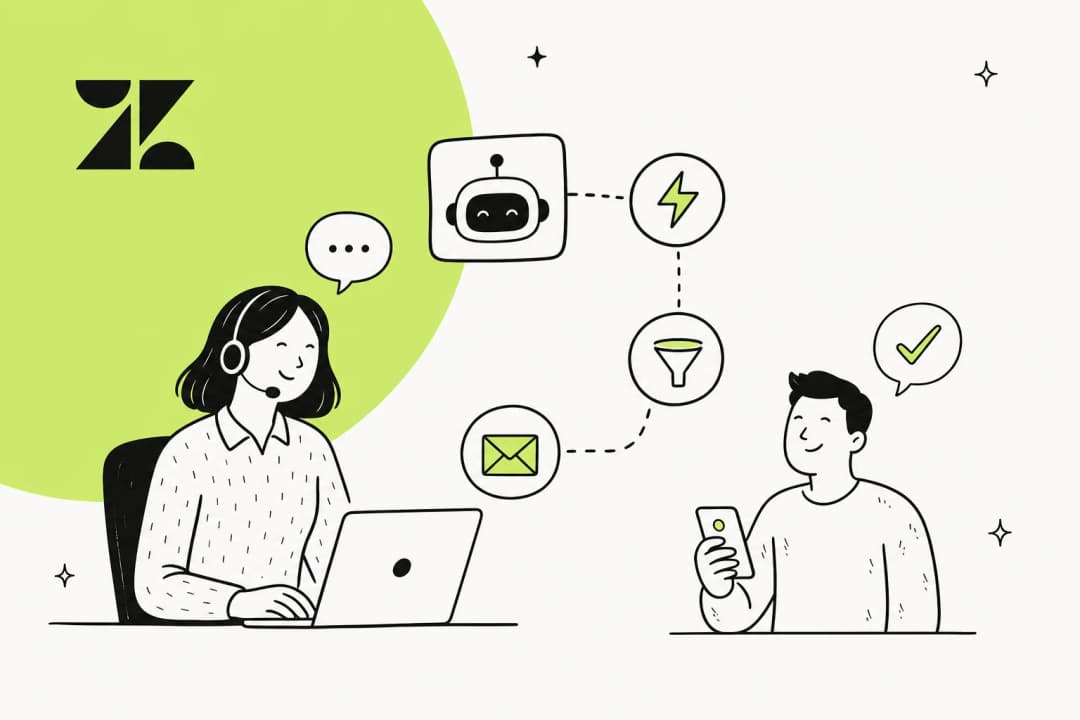 Illustration of a Zendesk auto-reply being sent automatically from a support inbox