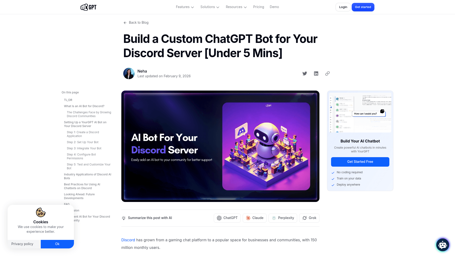 The YourGPT guide to adding a ChatGPT-style bot to Discord, as taken from YourGPT.