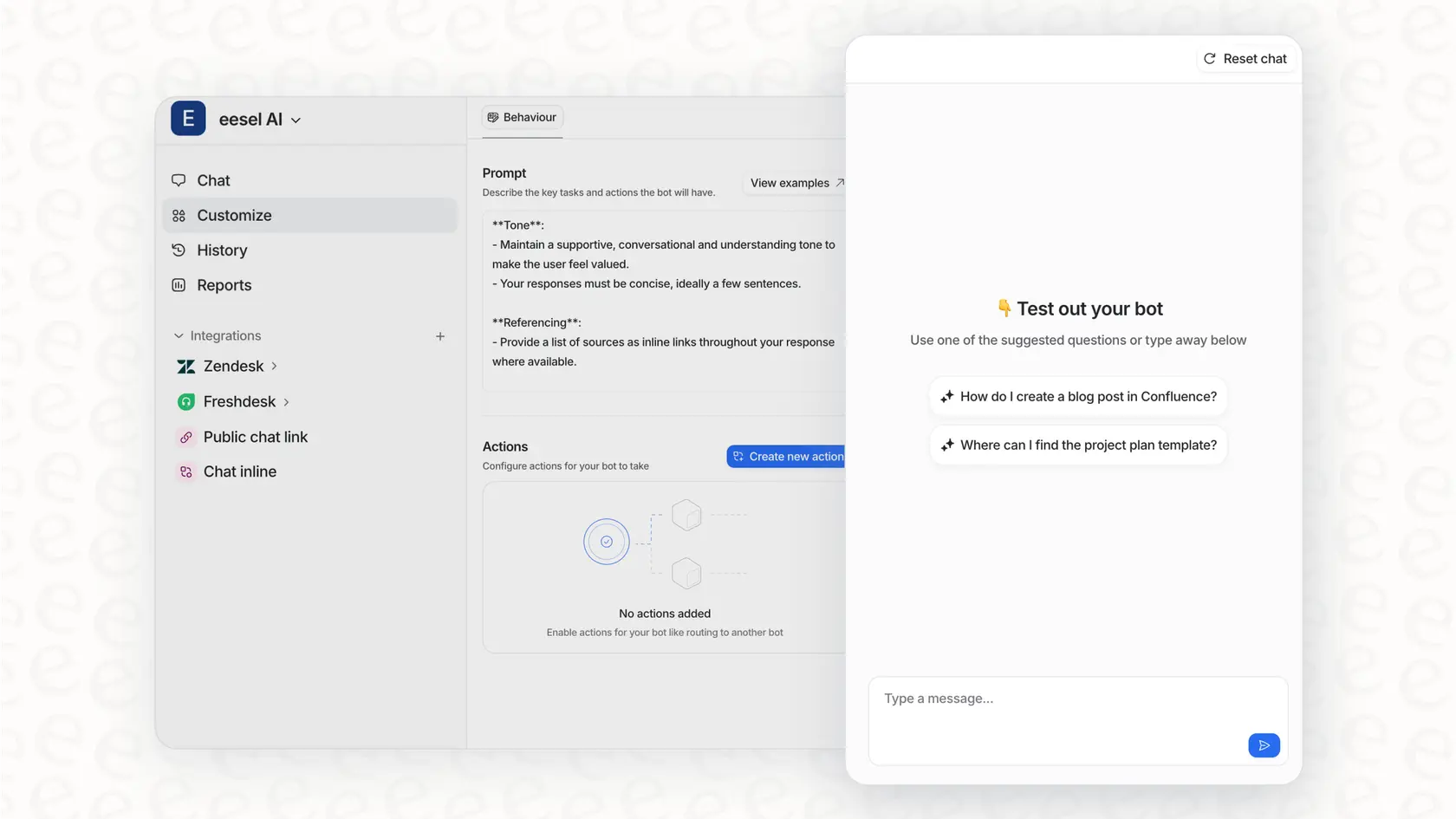 eesel's simulation mode replays your historical tickets so you can see resolution rates by topic before going live