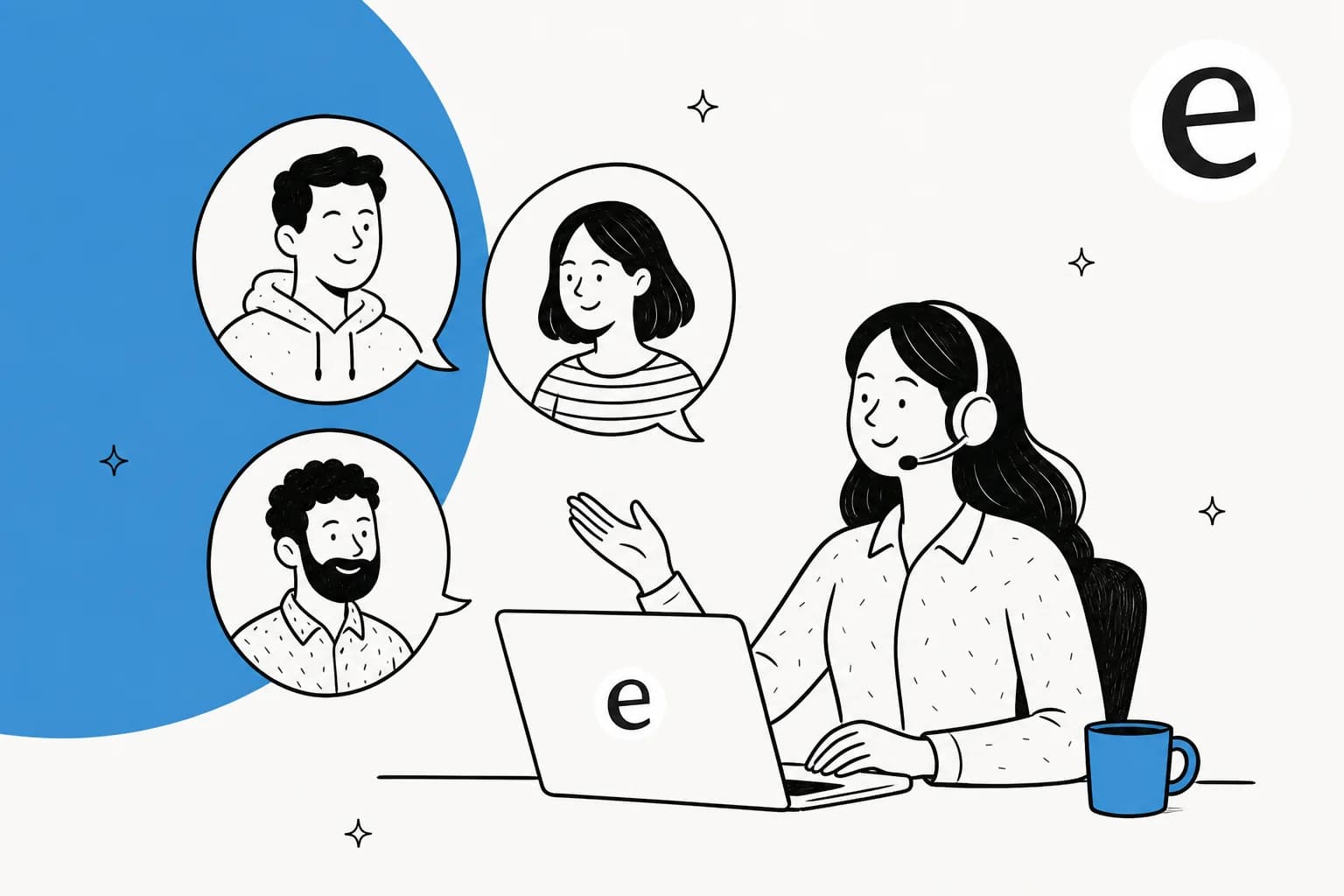 Illustration of five customer types shown as labeled cards: loyal, impulse, discount, need-based and wandering