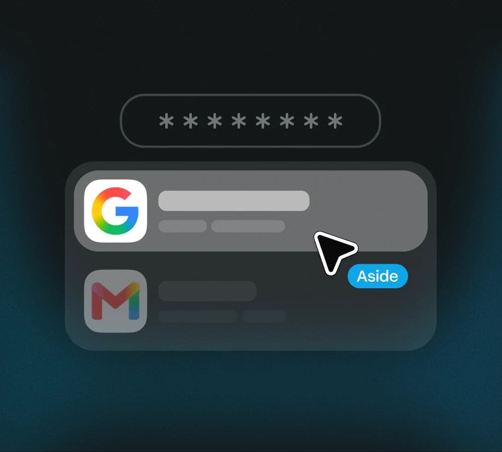 Aside's agent-aware password manager autofilling credentials without exposing them to the AI