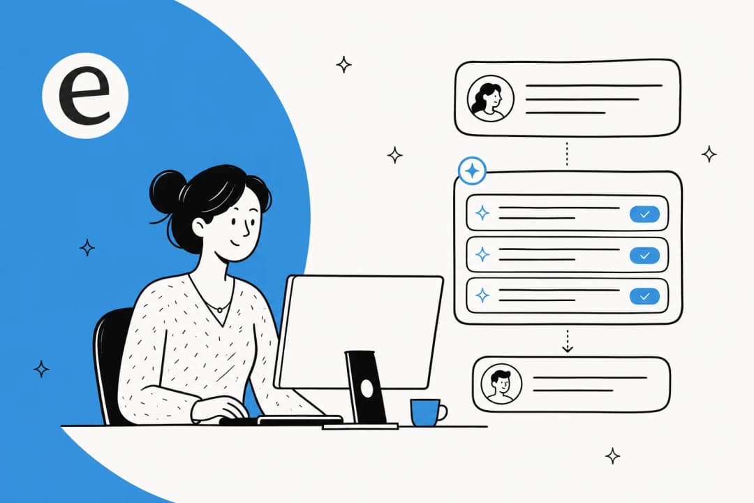 Illustration of an AI drafting a suggested reply inside a customer support inbox