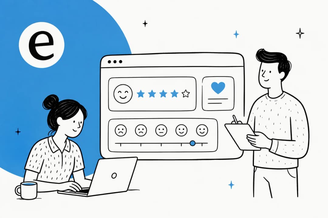 Illustration of website feedback survey widgets on a browser window