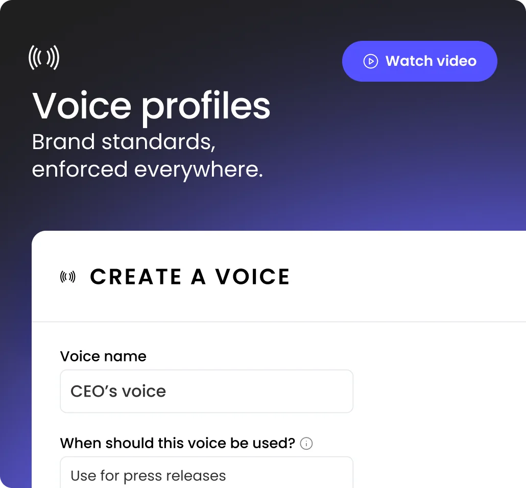 Writer's Voice profiles UI for enforcing brand standards, as taken from Writer