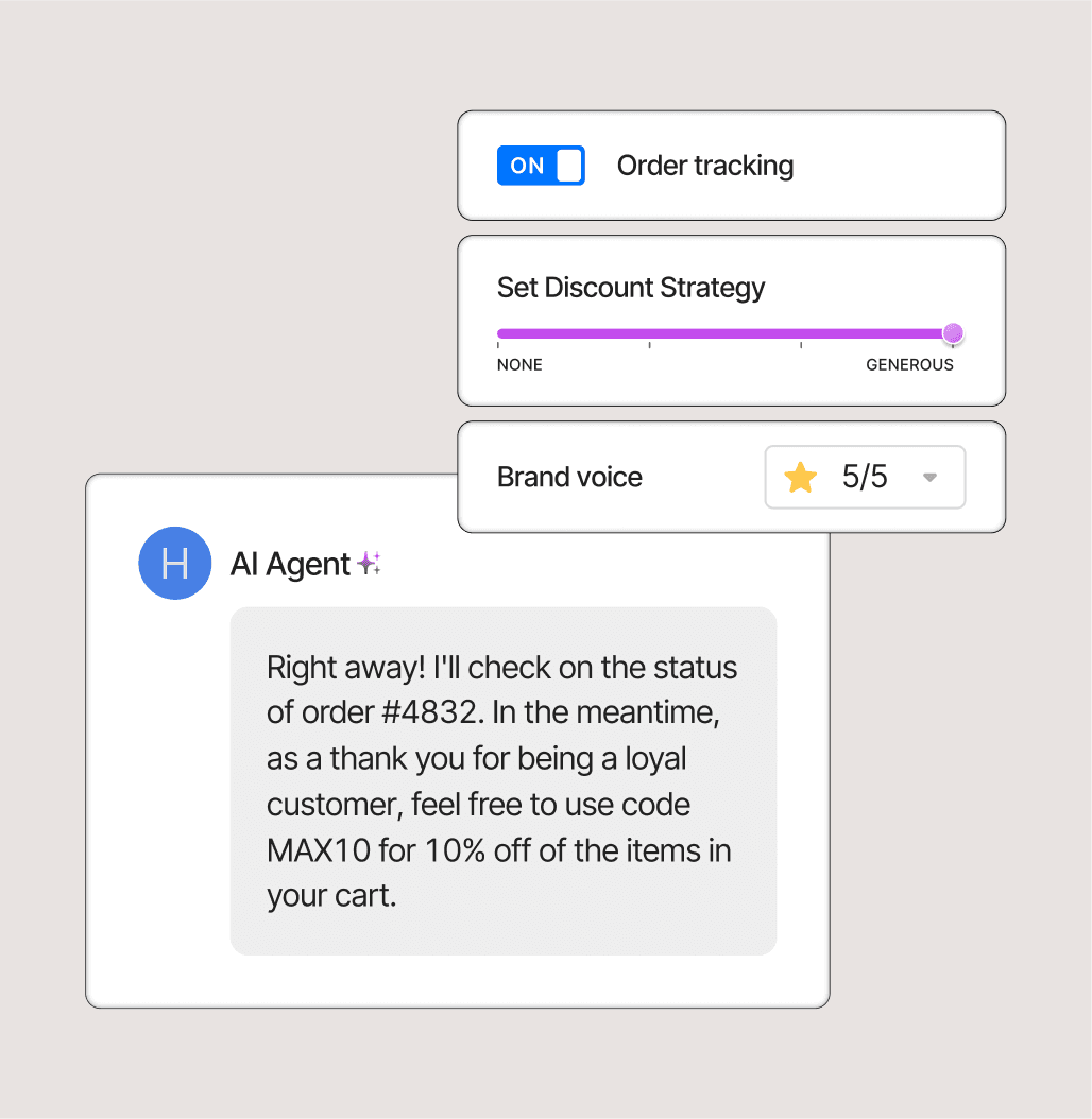 Gorgias AI Agent automate product illustration showing the AI handling support flows