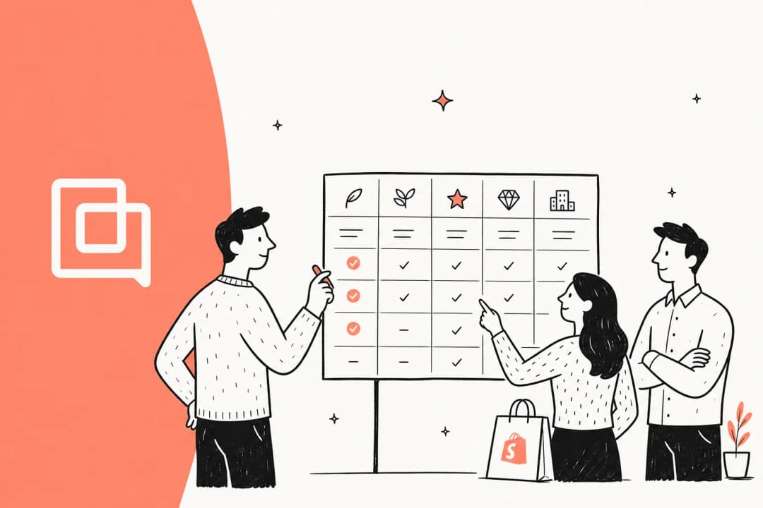 Gorgias plans comparison hero illustration showing five pricing tiers for ecommerce support teams