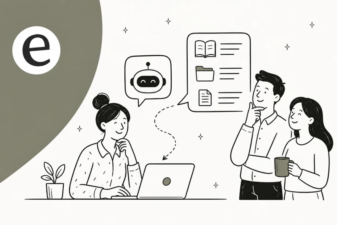 AI bot for internal knowledge base - illustration of an AI assistant connected to company docs