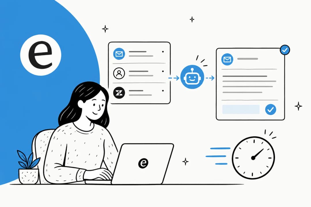 Illustration of an AI teammate sending an instant first reply to a support ticket