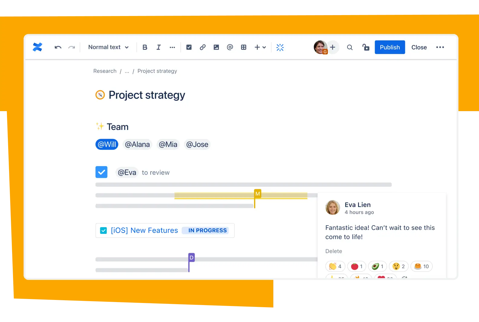 The Confluence page editor, where AI features show up inside the toolbar, as captured from Atlassian