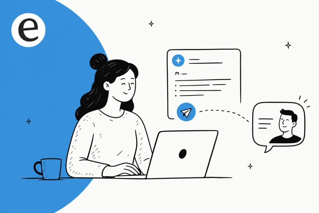 Split illustration showing what AI does well when writing a sales email versus the judgement calls it can't make for you