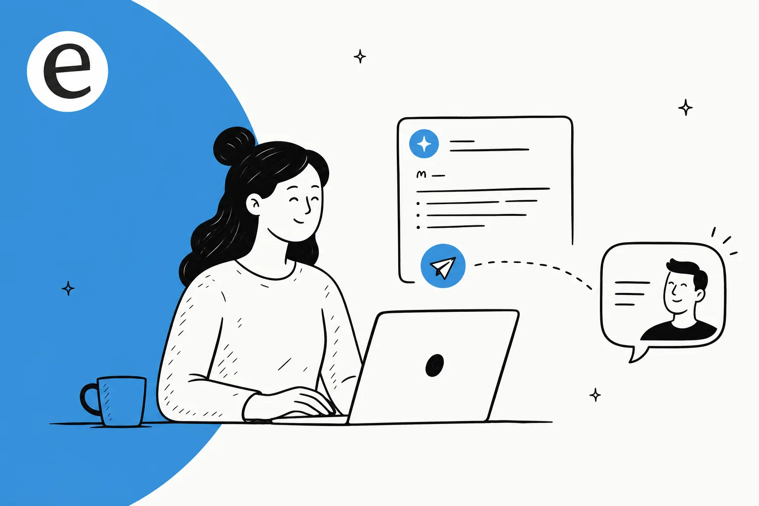 Split illustration showing what AI does well when writing a sales email versus the judgement calls it can't make for you