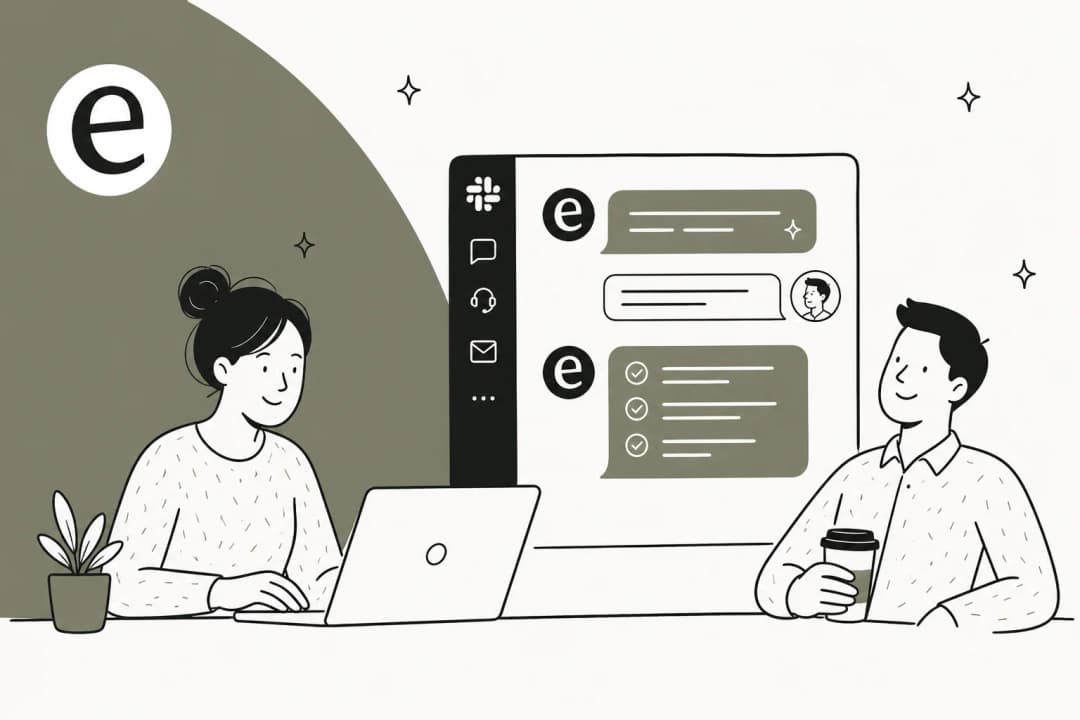 Illustration representing AI answering employee workplace questions in Slack