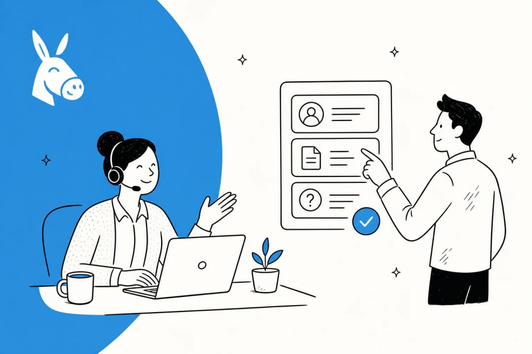 Illustration of an HR service desk routing employee requests to self-service, agents, and specialists