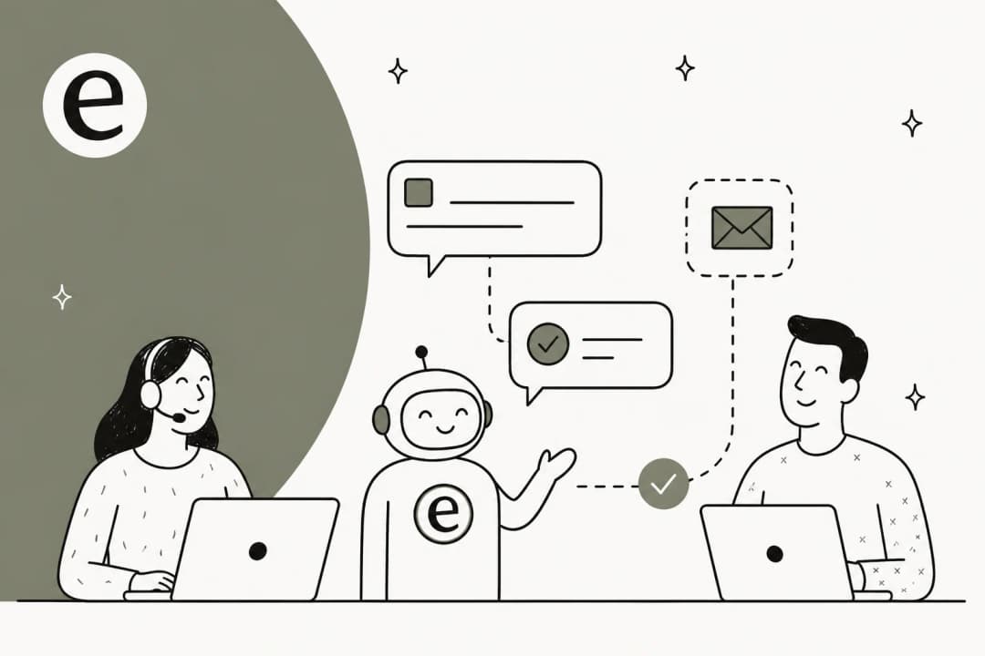 Illustration of an AI-powered ticketing system automatically handling incoming support requests