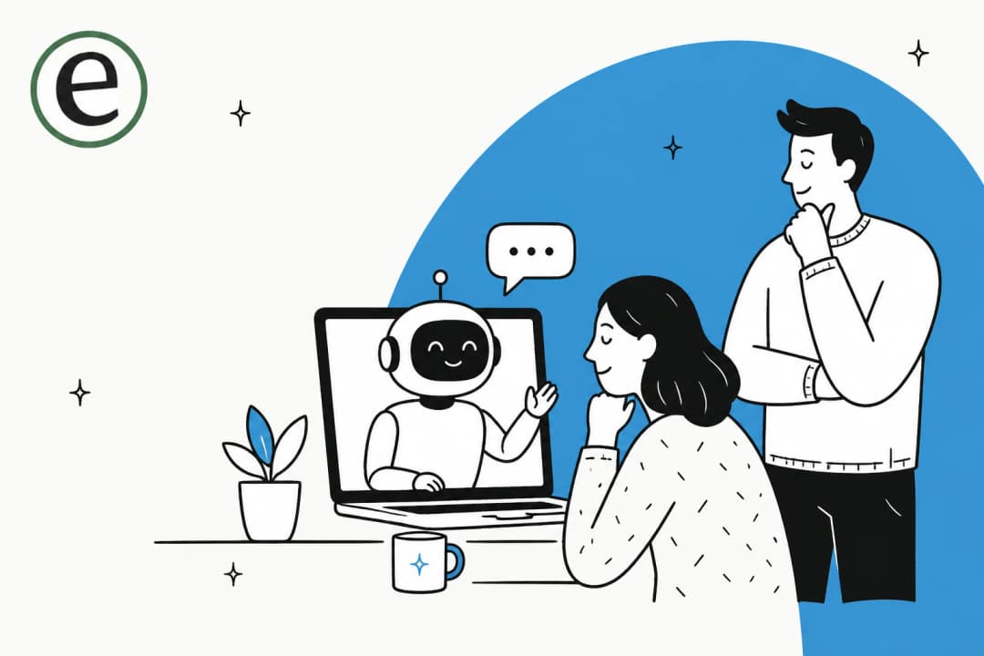 Illustration of an AI customer service agent handling SaaS support tickets