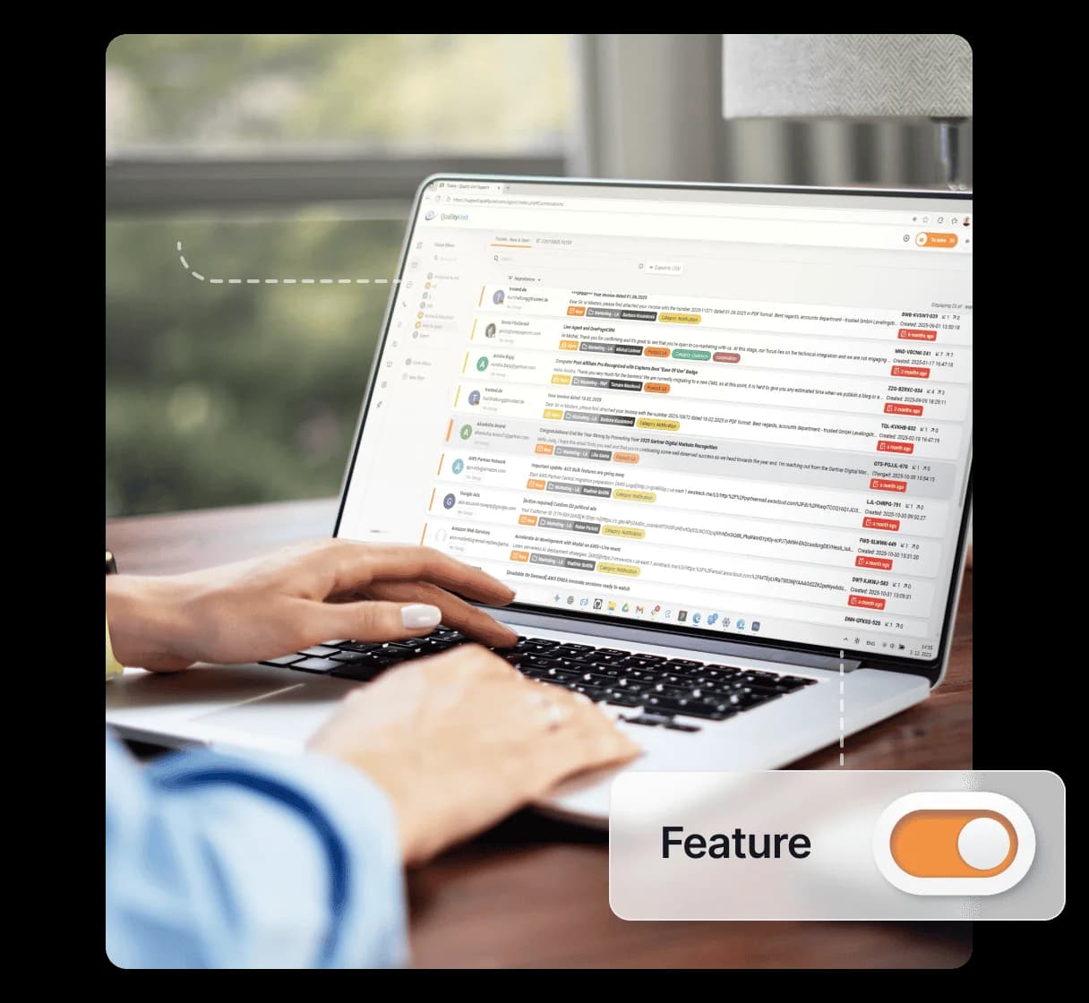 LiveAgent's AI features shown inside the help desk, as taken from LiveAgent
