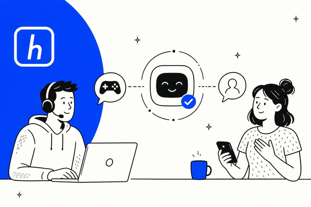 Helpshift AI review banner with the Helpshift logo on a warm off-white background