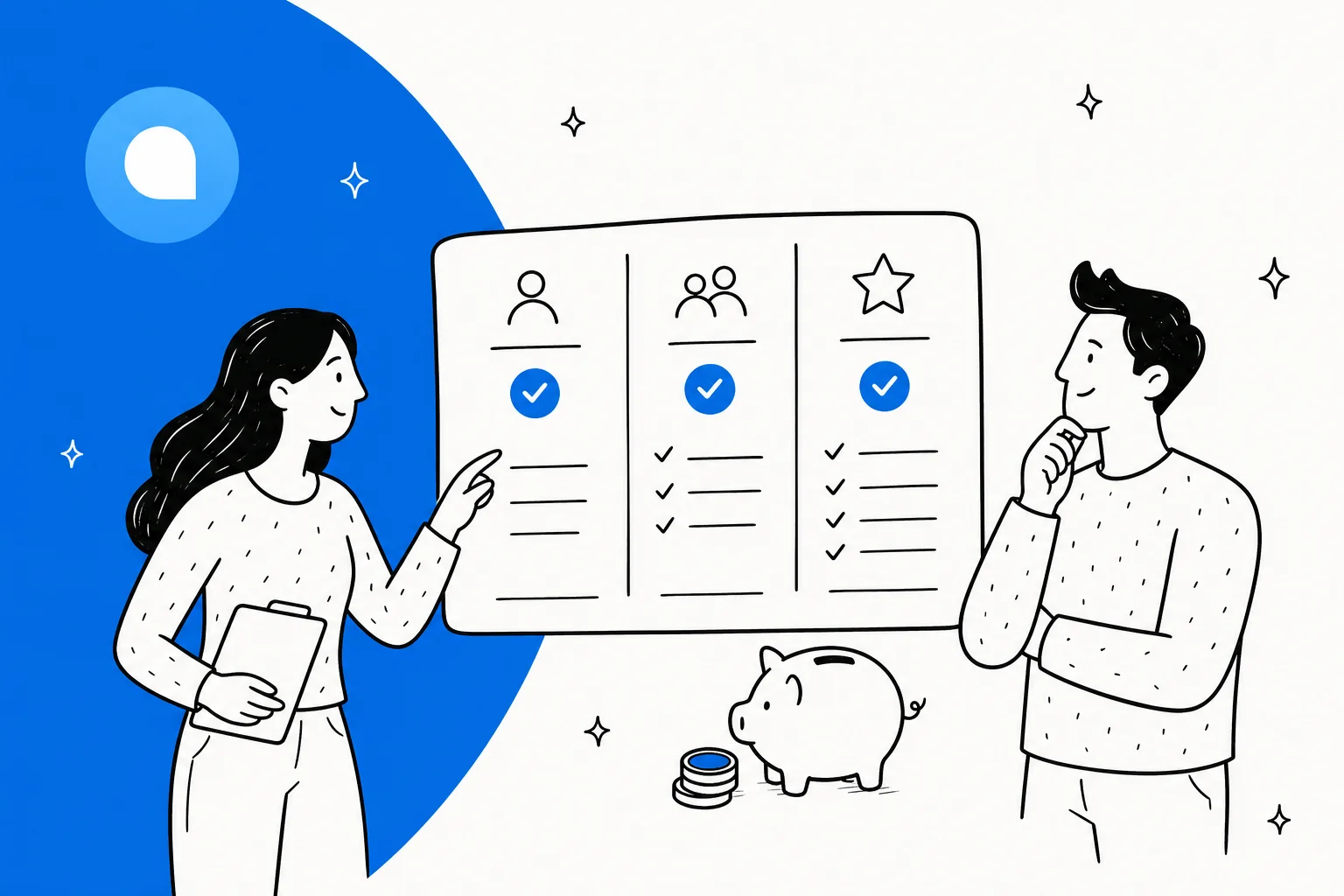 Chatwoot pricing breakdown illustration with the Chatwoot logo