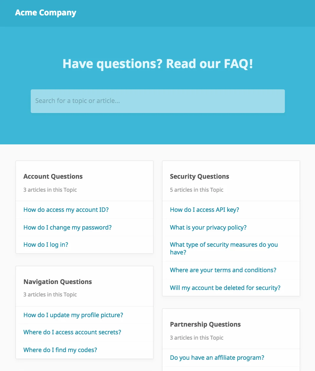 Re:amaze customizable FAQ and help center page