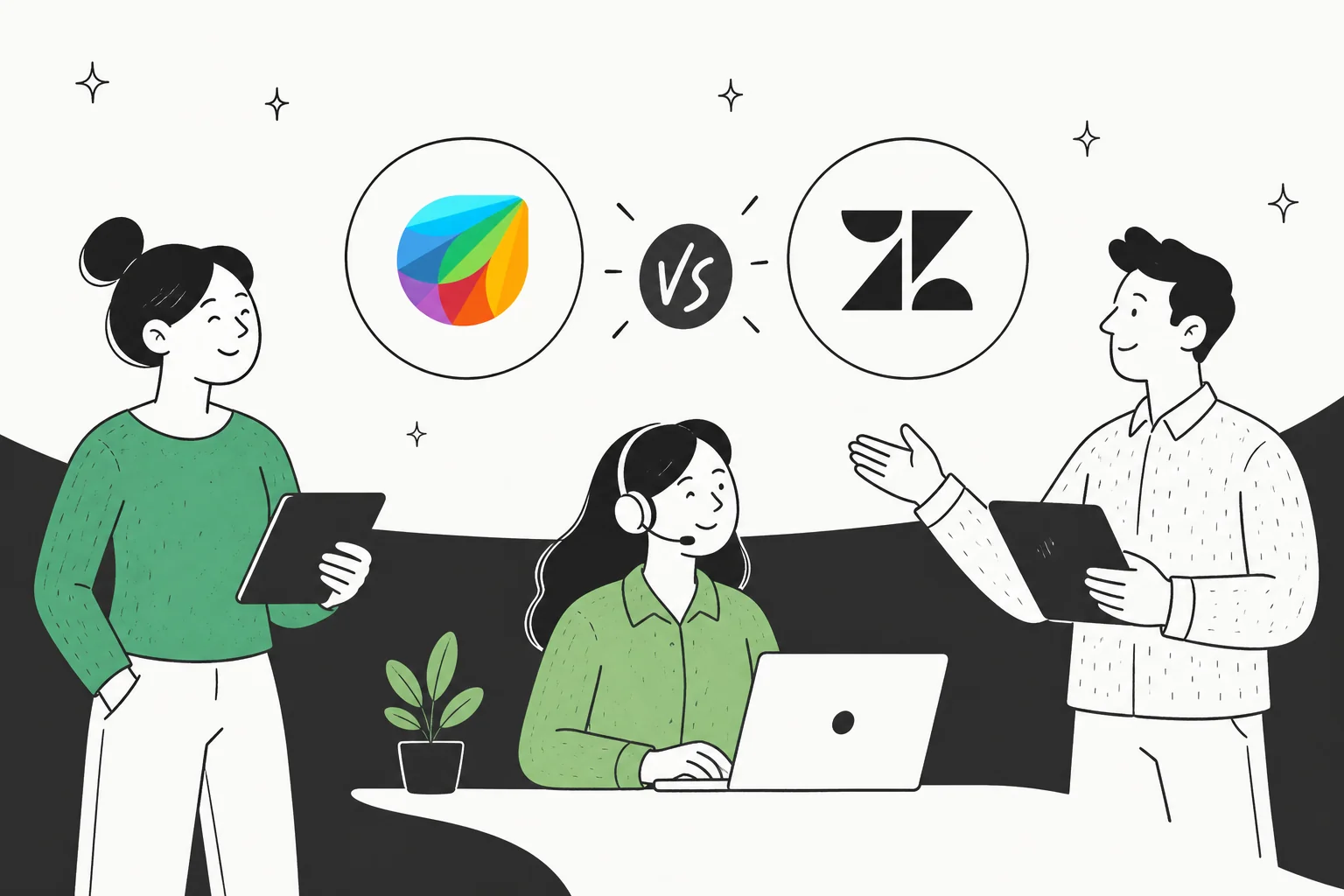 Freshdesk vs Zendesk comparison banner for SaaS support teams