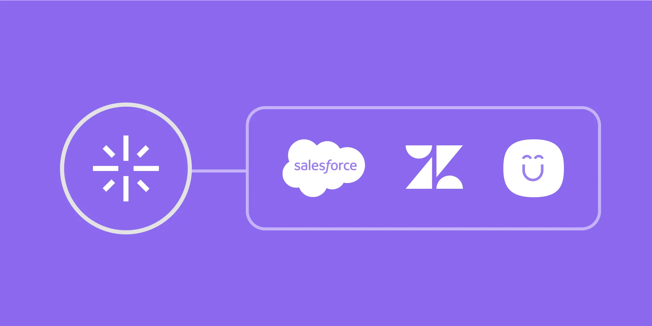 A diagram showing the Gladly AI agent connecting to Salesforce, Zendesk, and another helpdesk, as taken from Gladly