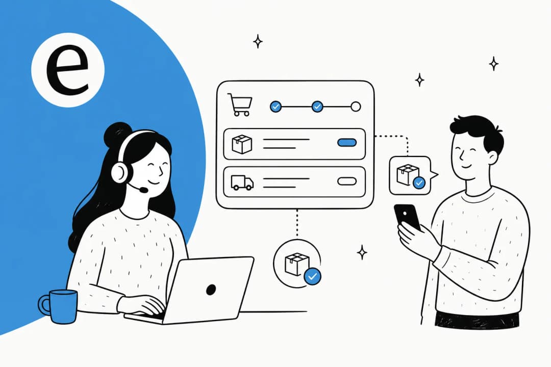 Illustration of the ecommerce order lifecycle flowing through a single order management system