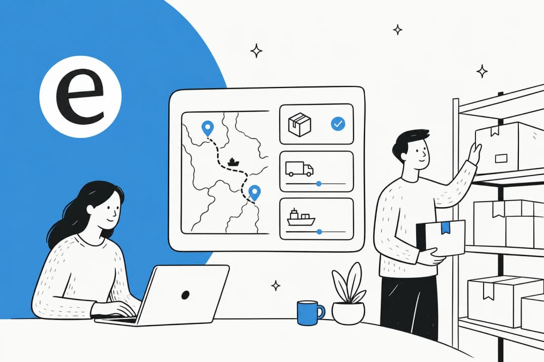 Illustration of an AI knowledge base feeding answers to a logistics support team