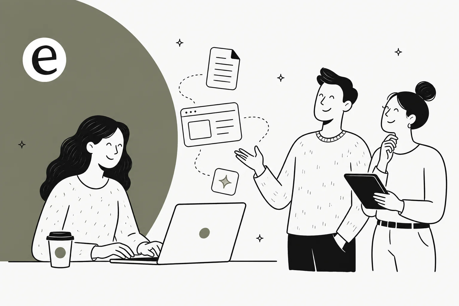 Illustration of free AI blog writer tools drafting long-form content for a SaaS content team