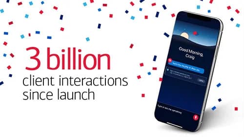 Bank of America's Erica surpassing 3 billion client interactions since launch, as taken from the Bank of America newsroom