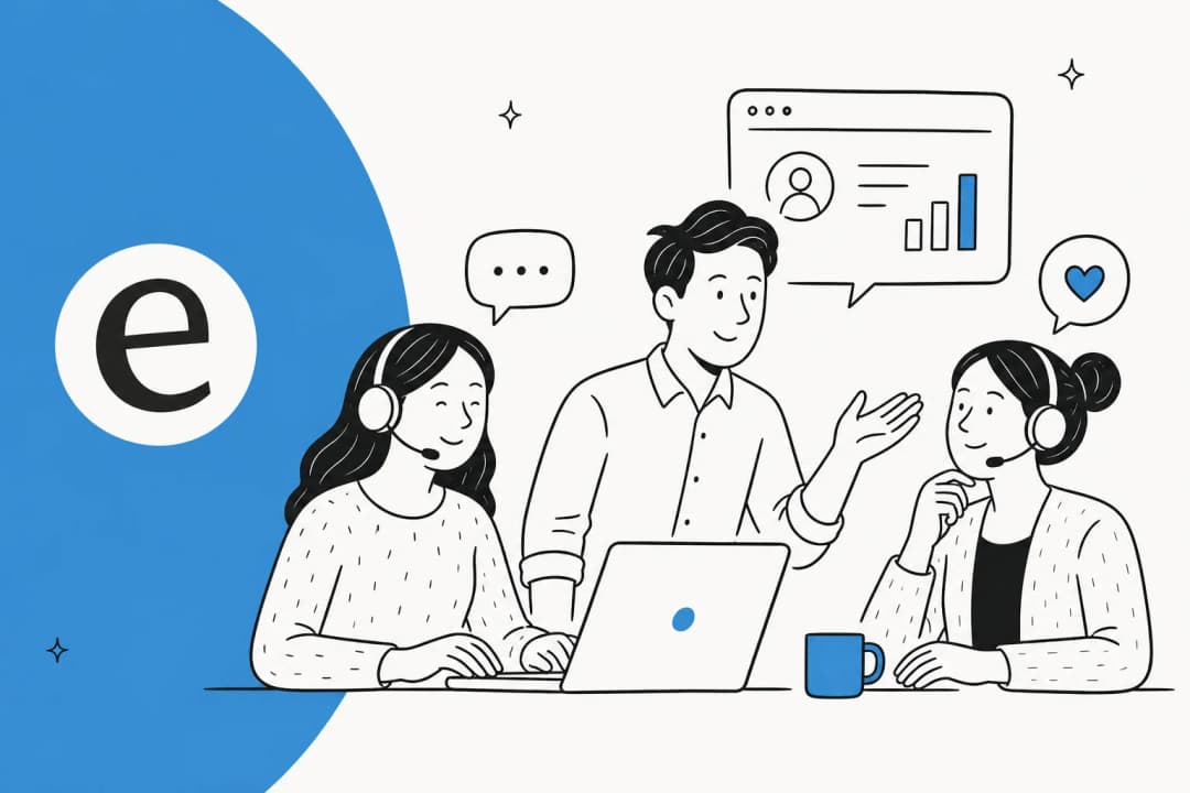 Illustration of a SaaS support team helping software customers