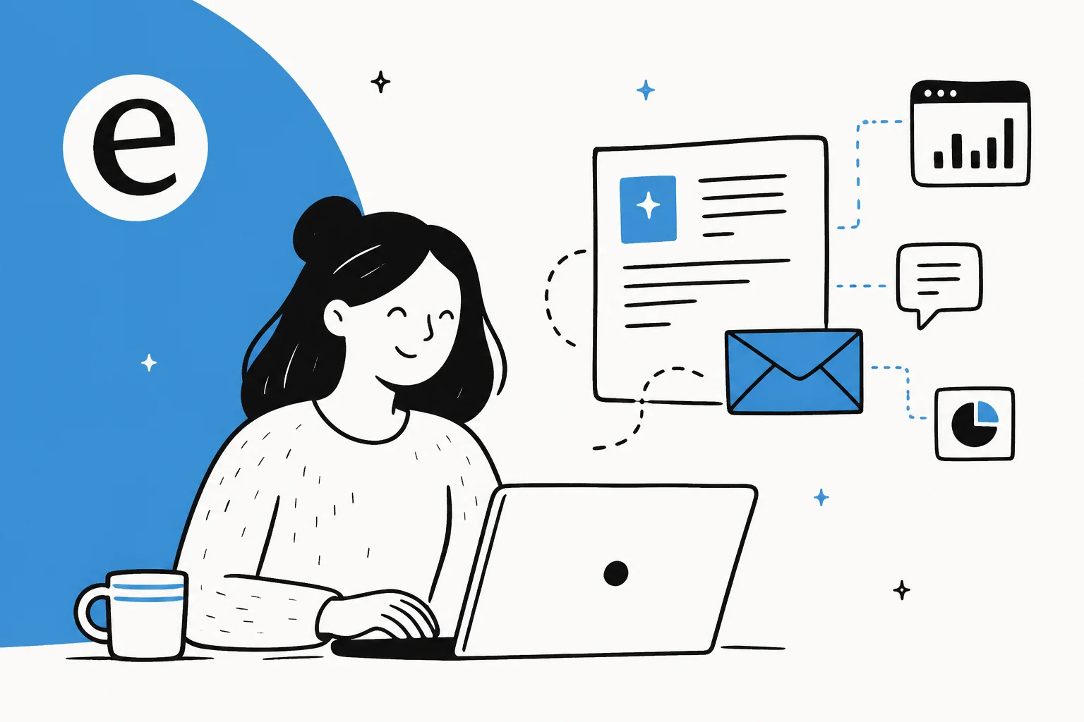 An AI teammate drafting a SaaS product-update newsletter from real sources