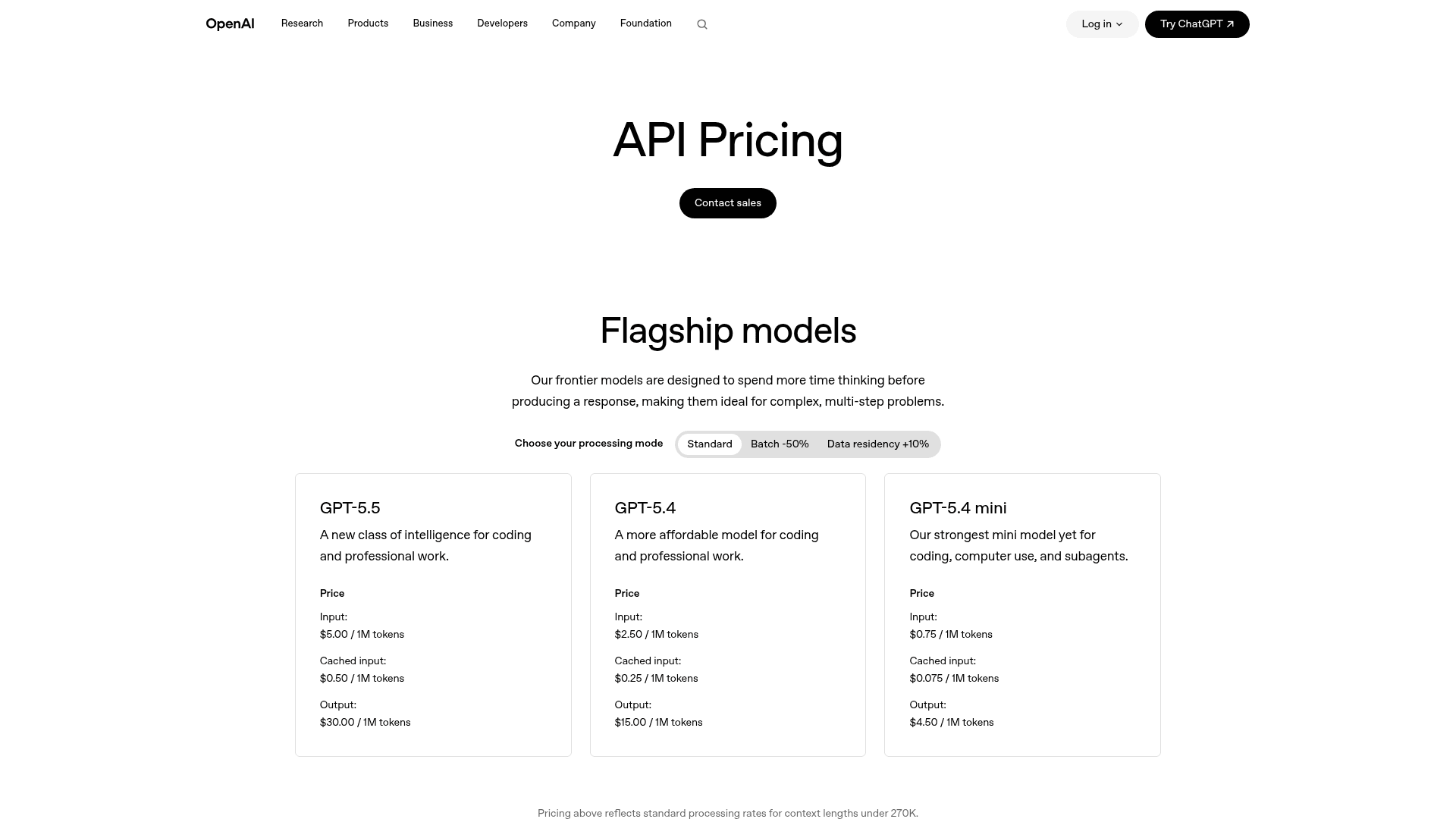OpenAI API pricing page, as taken from OpenAI