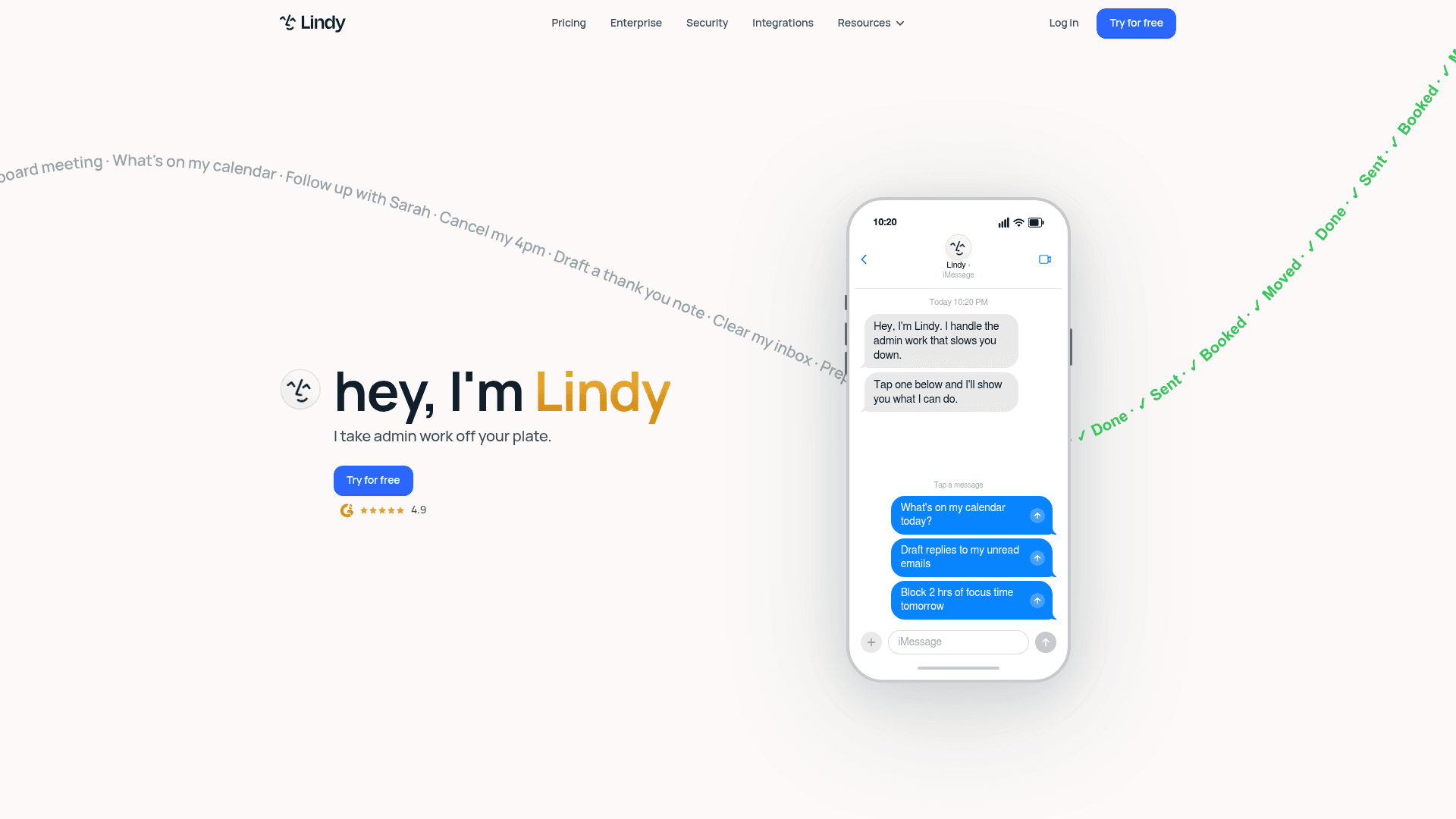Lindy AI voice agent platform homepage, as taken from Lindy