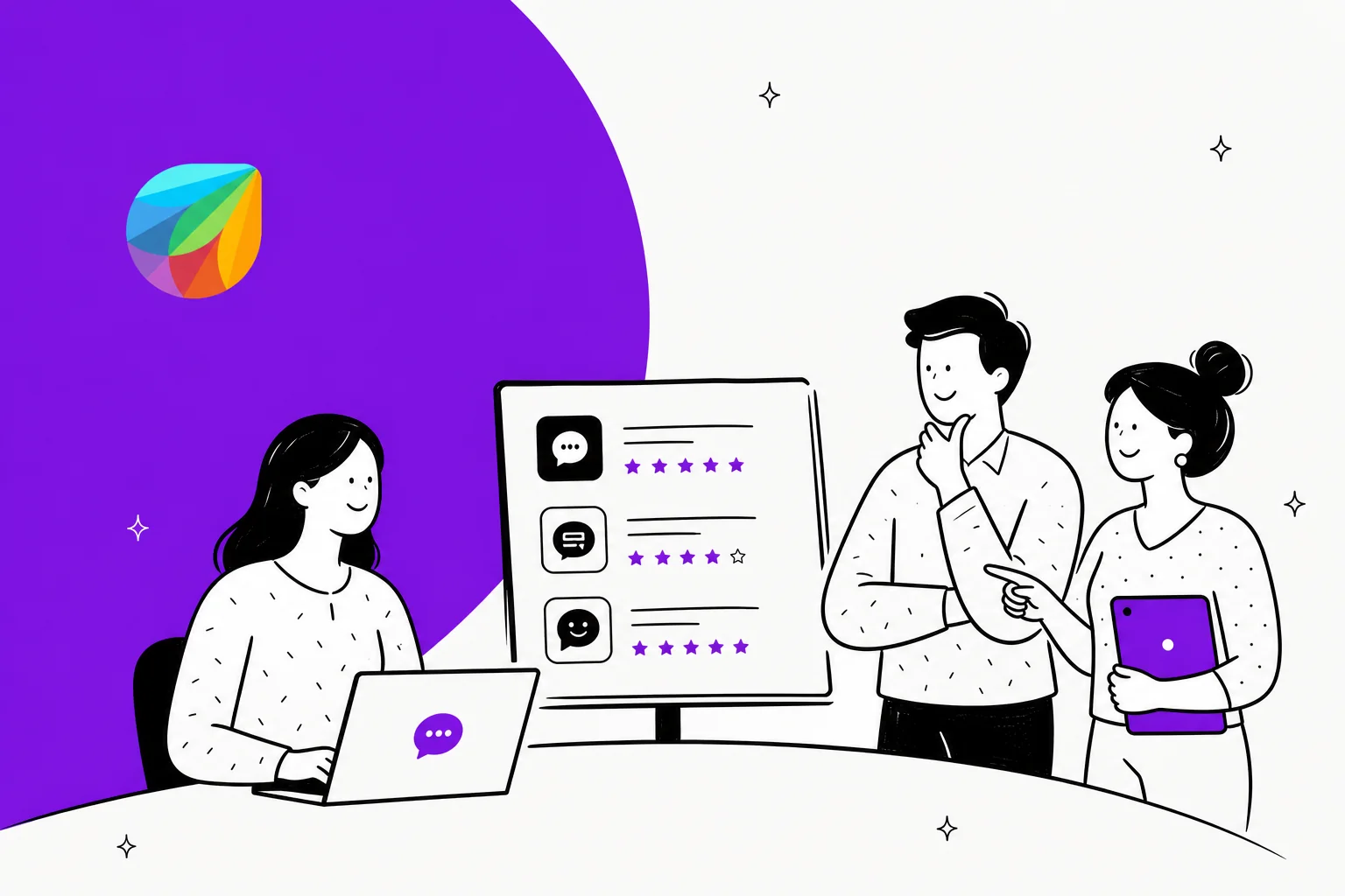 Illustration of customer support and live chat tools lined up as Freshchat alternatives
