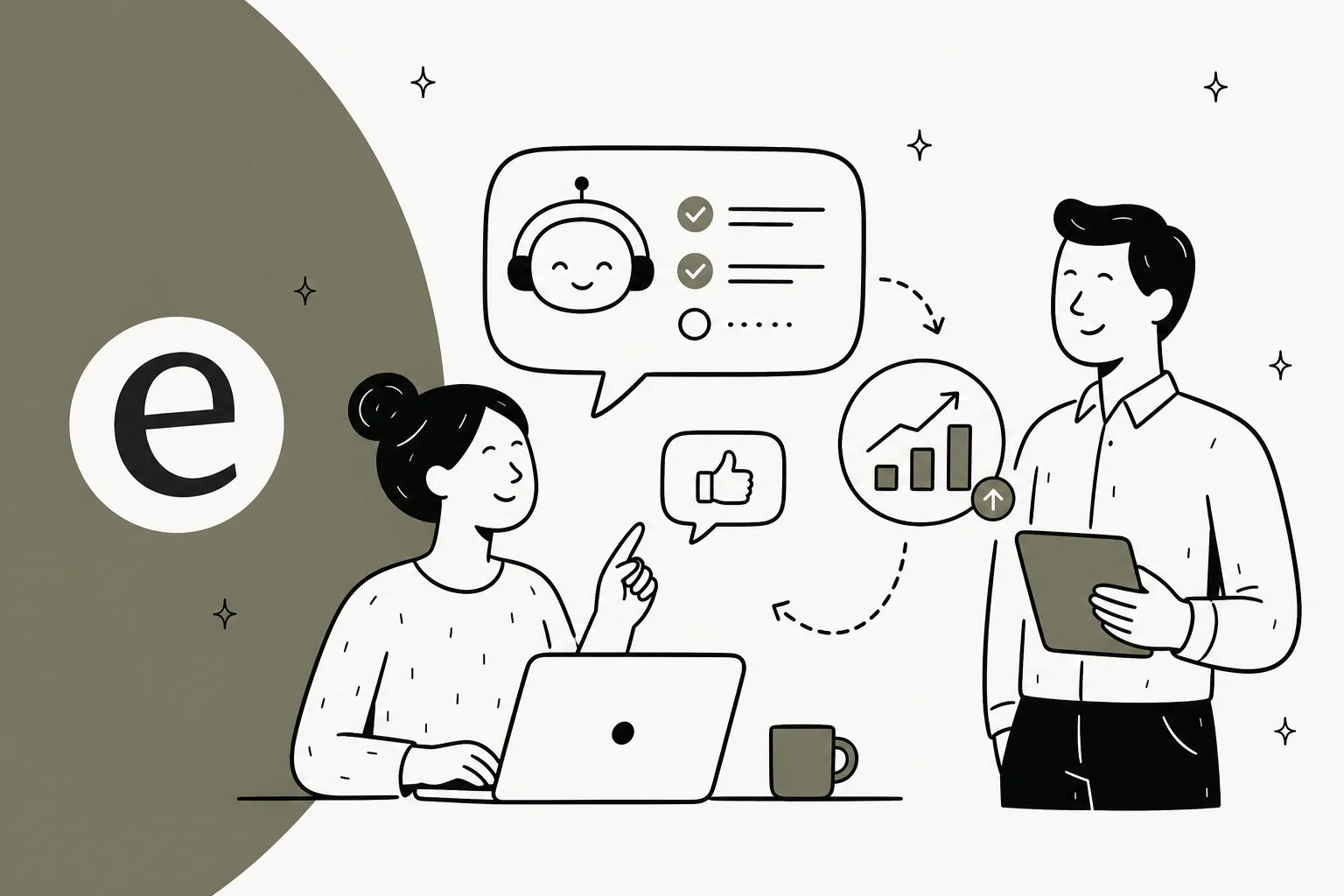 Abstract illustration representing AI deflection rate and support metrics