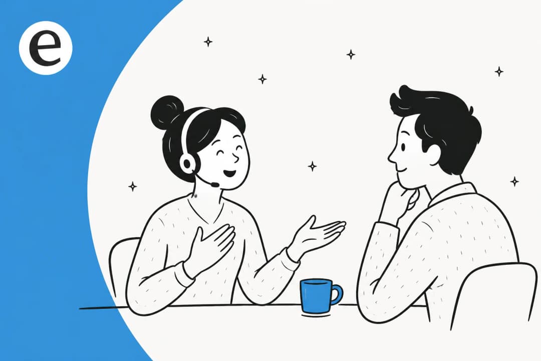 Illustration of a warm customer service conversation representing empathy statements
