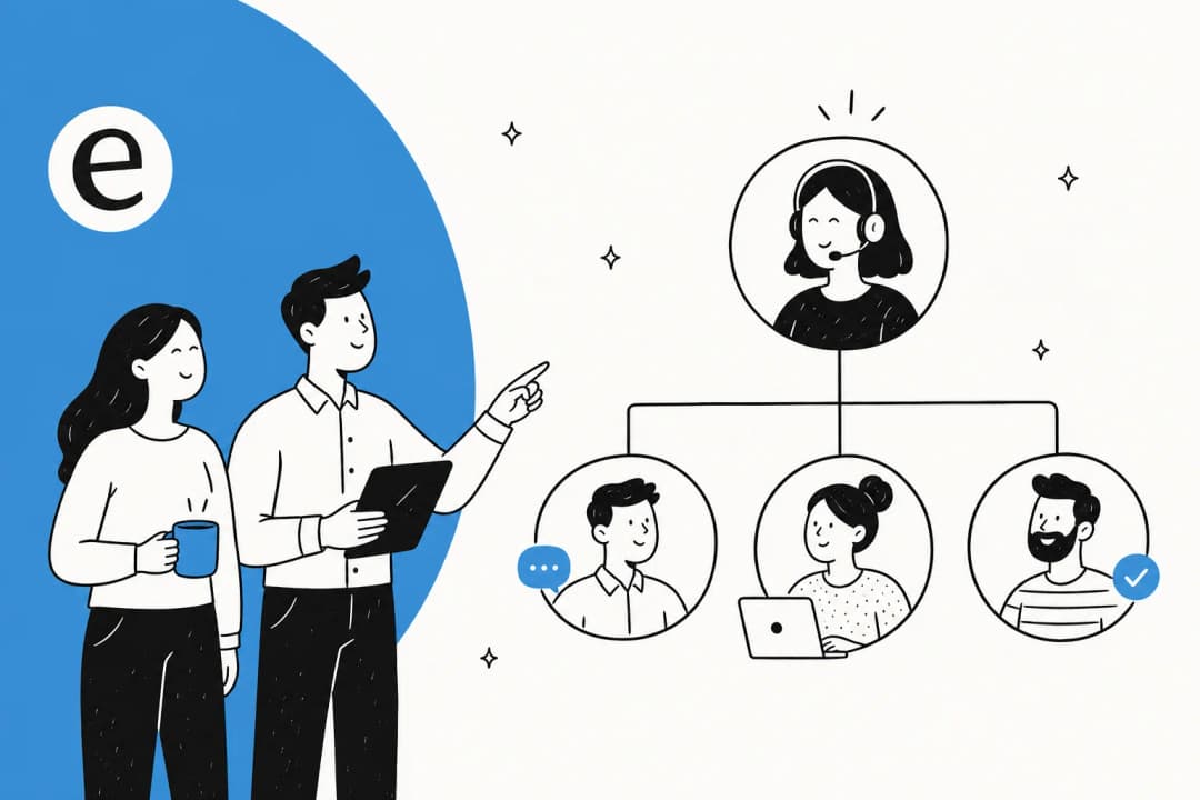 Abstract org-chart illustration of a customer service team structure