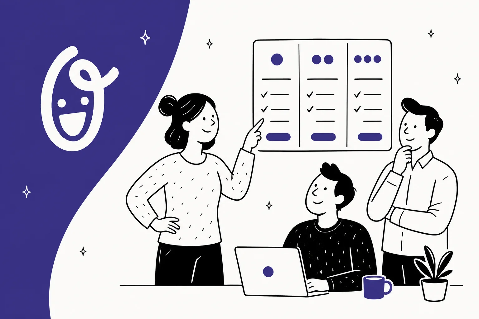 Olark live chat pricing breakdown illustration in indigo and off-white