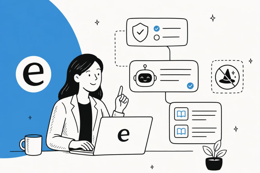 An AI support agent staying within trusted knowledge, with confidence checks and source citations
