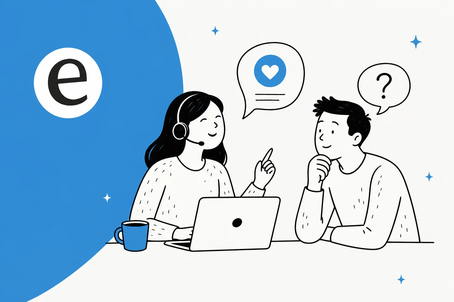 Illustration of product feedback questions flowing from customer conversations into a roadmap