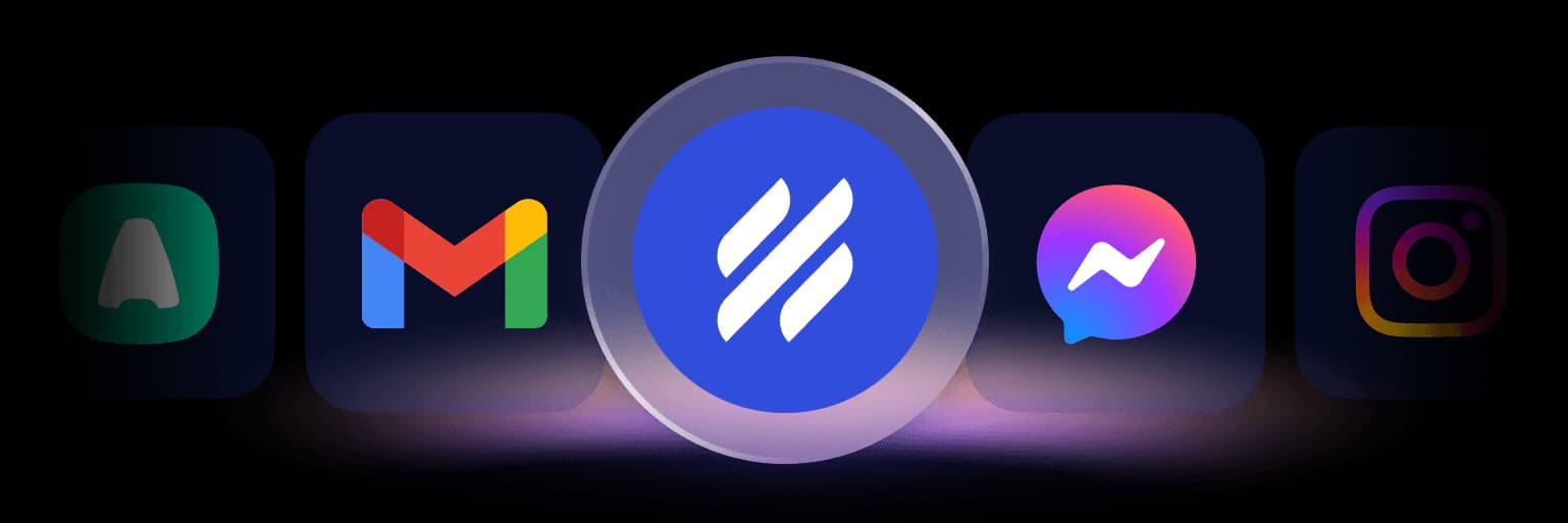 A cluster of channel logos including the Help Scout mark, Gmail, Messenger and Instagram, as taken from Help Scout
