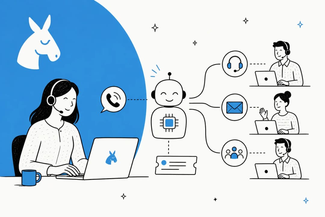 Illustration of a call center automation pipeline from deflection to analytics