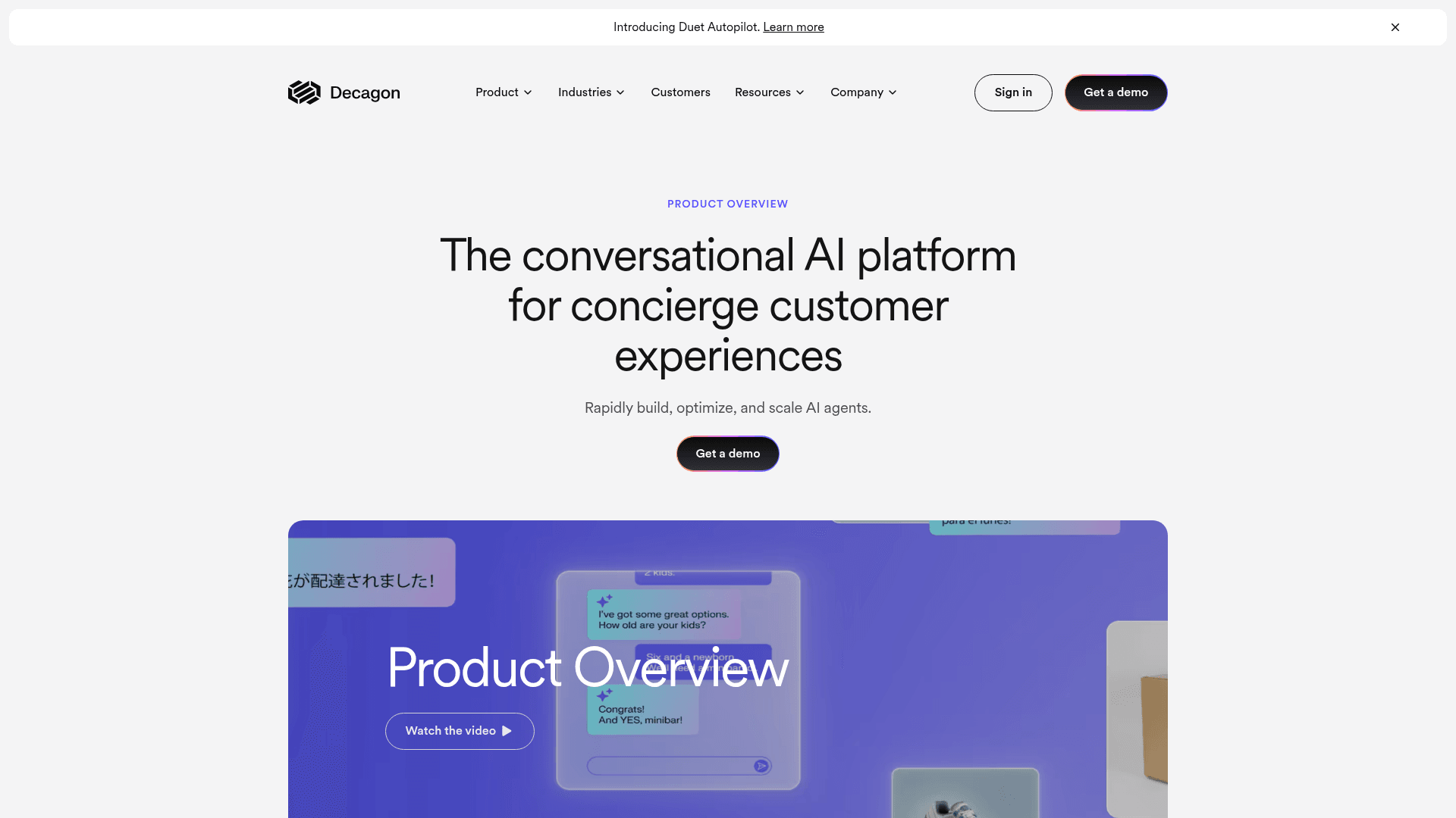 The Decagon product overview page