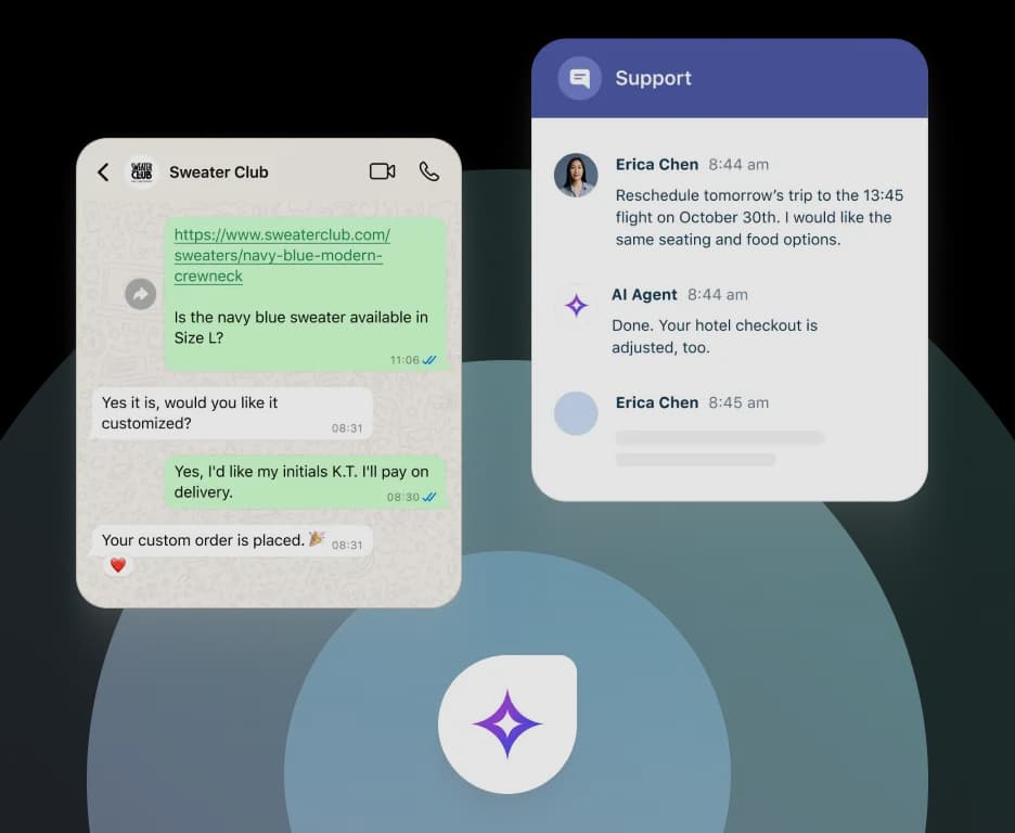 Freddy AI Agent resolving customer conversations across web chat and messaging, as taken from Freshworks