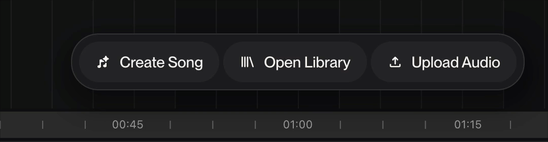 Suno Studio's multitrack timeline interface - the in-browser DAW for Premier users, from the Suno Studio launch article