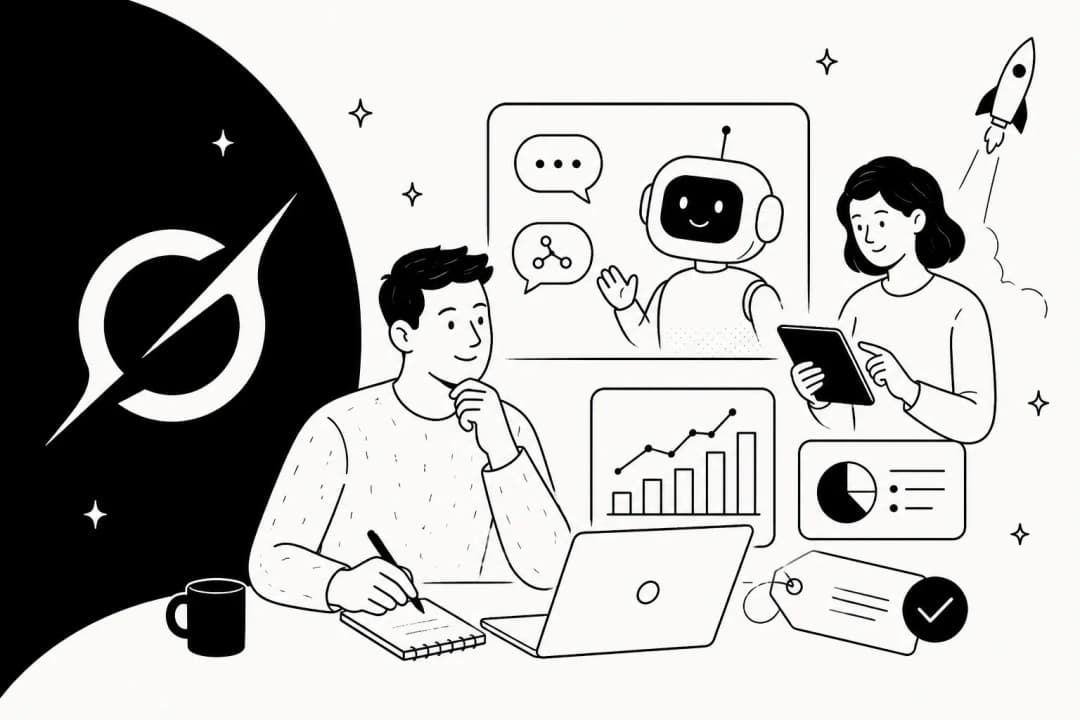 Editorial illustration with the Grok logo, benchmark bars, and a pricing tag representing a Grok 4.5 review